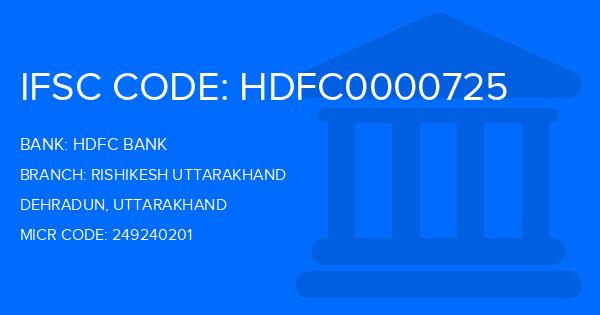 Hdfc Bank Rishikesh Uttarakhand Branch IFSC Code