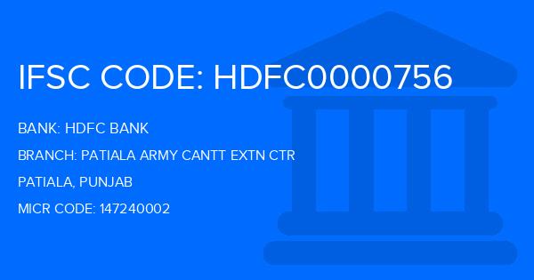 Hdfc Bank Patiala Army Cantt Extn Ctr Branch IFSC Code