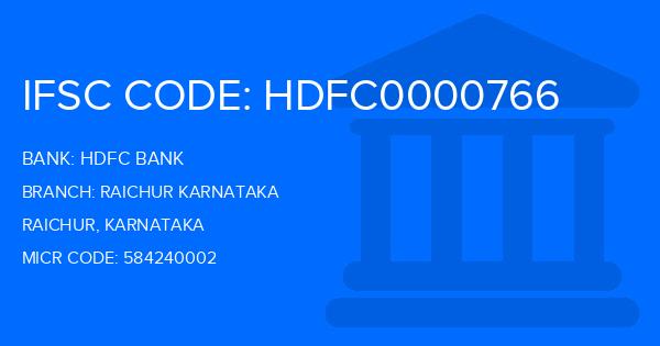 Hdfc Bank Raichur Karnataka Branch IFSC Code