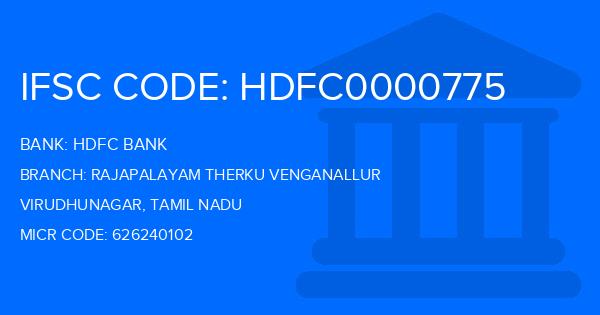 Hdfc Bank Rajapalayam Therku Venganallur Branch IFSC Code
