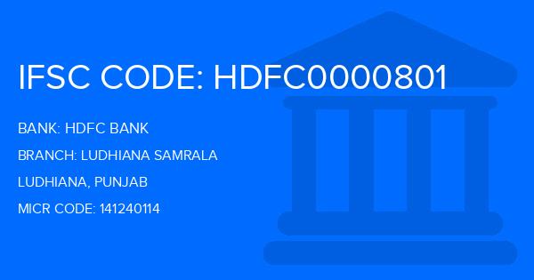 Hdfc Bank Ludhiana Samrala Branch IFSC Code