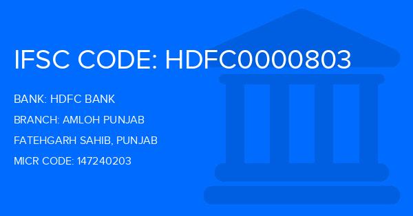Hdfc Bank Amloh Punjab Branch IFSC Code