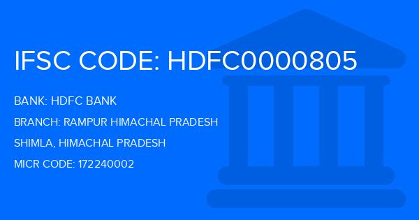 Hdfc Bank Rampur Himachal Pradesh Branch IFSC Code