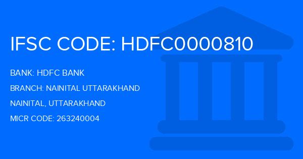 Hdfc Bank Nainital Uttarakhand Branch IFSC Code