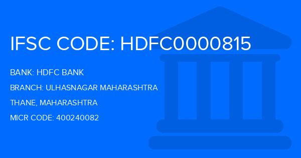 Hdfc Bank Ulhasnagar Maharashtra Branch IFSC Code