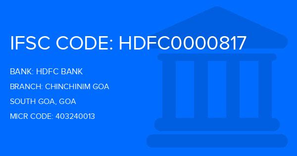 Hdfc Bank Chinchinim Goa Branch IFSC Code