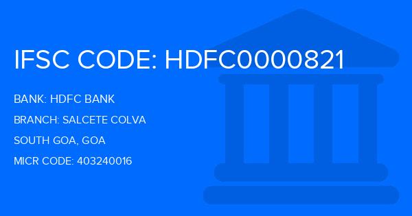 Hdfc Bank Salcete Colva Branch IFSC Code
