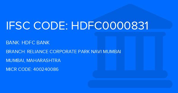 Hdfc Bank Reliance Corporate Park Navi Mumbai Branch IFSC Code