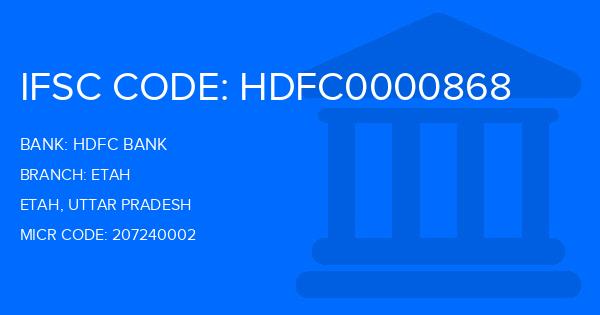 Hdfc Bank Etah Branch IFSC Code