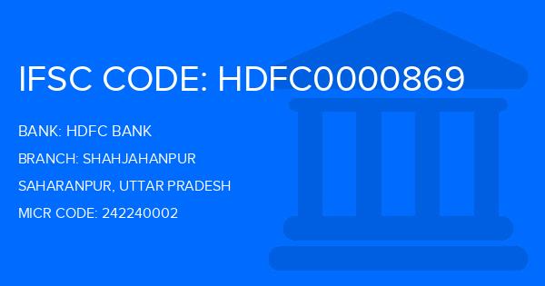 Hdfc Bank Shahjahanpur Branch IFSC Code