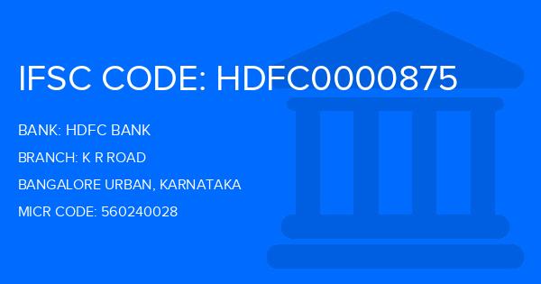 Hdfc Bank K R Road Branch IFSC Code