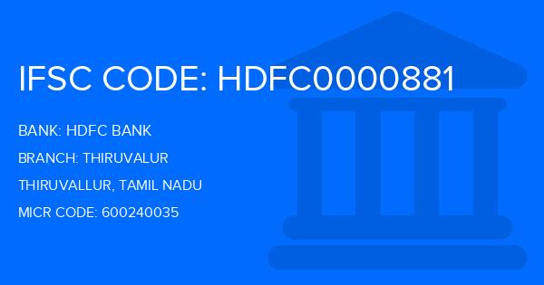 Hdfc Bank Thiruvalur Branch IFSC Code