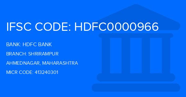 Hdfc Bank Shrirampur Branch IFSC Code