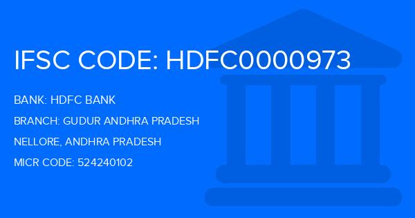 Hdfc Bank Gudur Andhra Pradesh Branch IFSC Code