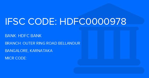 Hdfc Bank Outer Ring Road Bellandur Branch IFSC Code
