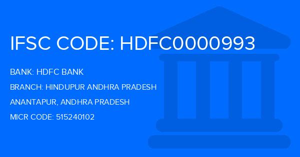 Hdfc Bank Hindupur Andhra Pradesh Branch IFSC Code