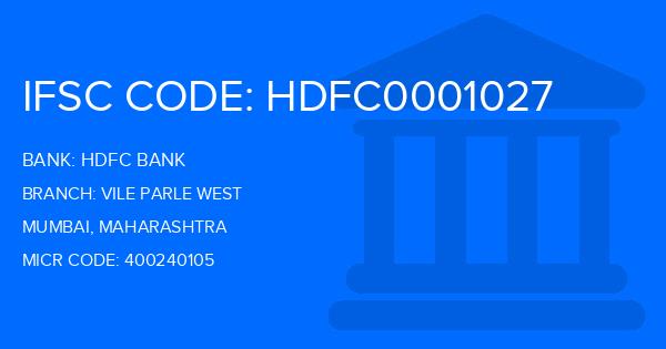 Hdfc Bank Vile Parle West Branch IFSC Code