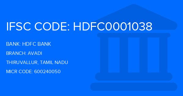 Hdfc Bank Avadi Branch IFSC Code