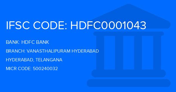 Hdfc Bank Vanasthalipuram Hyderabad Branch IFSC Code