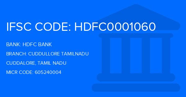 Hdfc Bank Cuddullore Tamilnadu Branch IFSC Code