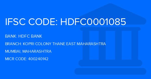 Hdfc Bank Kopri Colony Thane East Maharashtra Branch IFSC Code