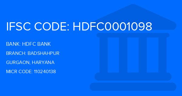 Hdfc Bank Badshahpur Branch IFSC Code