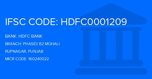 Hdfc Bank Phase3 B2 Mohali Branch IFSC Code