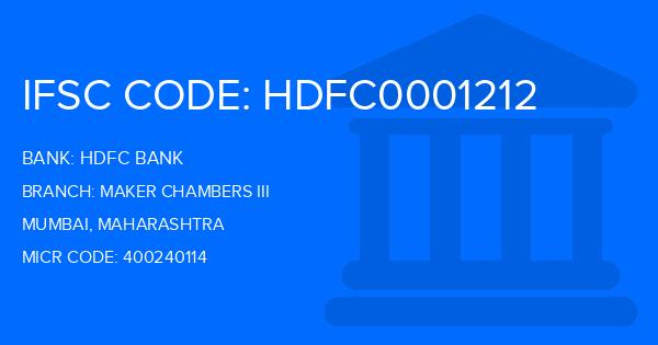 Hdfc Bank Maker Chambers Iii Branch IFSC Code