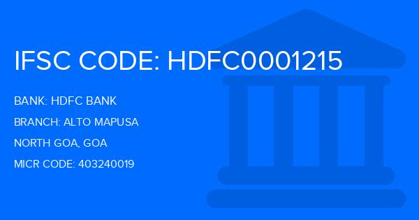Hdfc Bank Alto Mapusa Branch IFSC Code