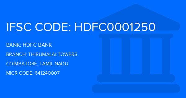 Hdfc Bank Thirumalai Towers Branch IFSC Code