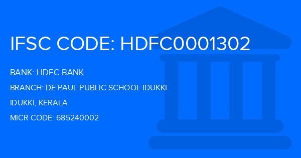 Hdfc Bank De Paul Public School Idukki Branch IFSC Code