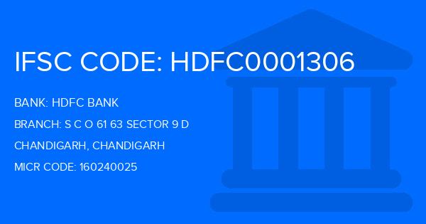 Hdfc Bank S C O 61 63 Sector 9 D Branch IFSC Code