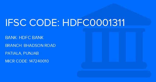 Hdfc Bank Bhadson Road Branch IFSC Code