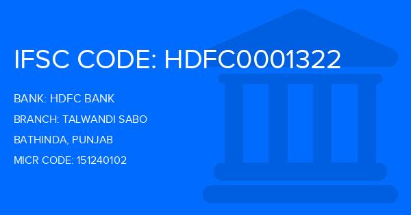 Hdfc Bank Talwandi Sabo Branch IFSC Code