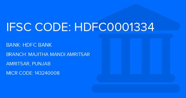 Hdfc Bank Majitha Mandi Amritsar Branch IFSC Code