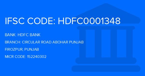 Hdfc Bank Circular Road Abohar Punjab Branch IFSC Code