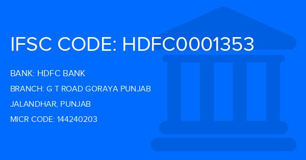 Hdfc Bank G T Road Goraya Punjab Branch IFSC Code