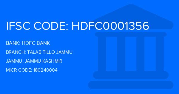 Hdfc Bank Talab Tillo Jammu Branch IFSC Code