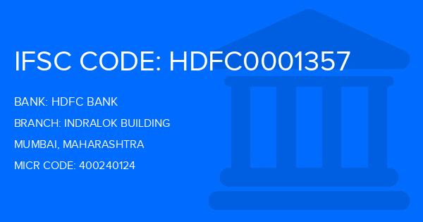 Hdfc Bank Indralok Building Branch IFSC Code