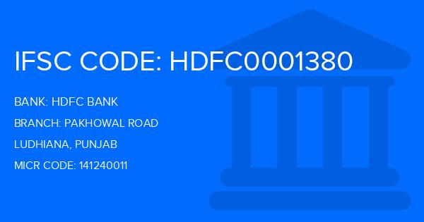 Hdfc Bank Pakhowal Road Branch IFSC Code
