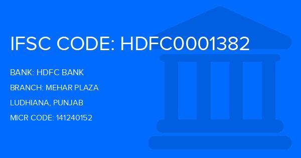 Hdfc Bank Mehar Plaza Branch IFSC Code