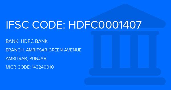 Hdfc Bank Amritsar Green Avenue Branch IFSC Code