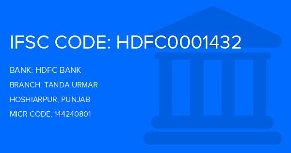 Hdfc Bank Tanda Urmar Branch IFSC Code