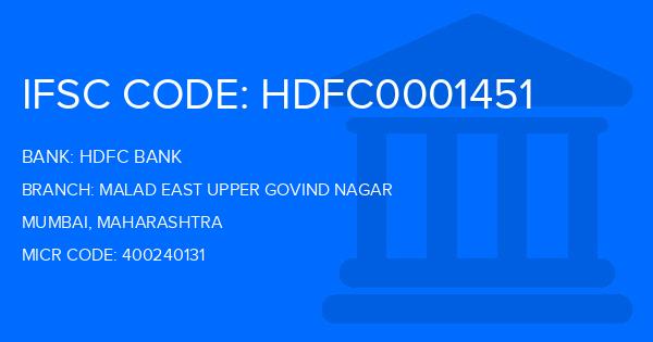 Hdfc Bank Malad East Upper Govind Nagar Branch IFSC Code