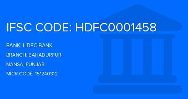 Hdfc Bank Bahadurpur Branch IFSC Code