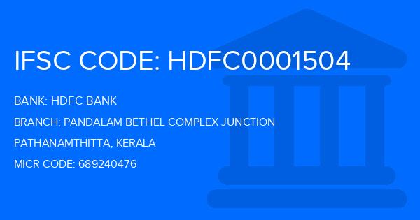 Hdfc Bank Pandalam Bethel Complex Junction Branch IFSC Code