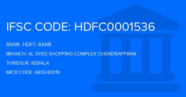 Hdfc Bank Al Syed Shopping Complex Chendrappinni Branch IFSC Code