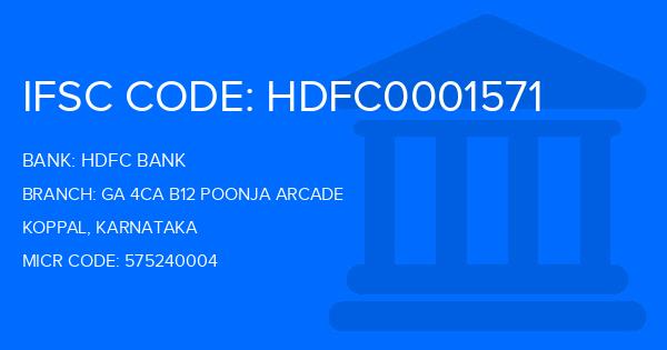 Hdfc Bank Ga 4Ca B12 Poonja Arcade Branch IFSC Code
