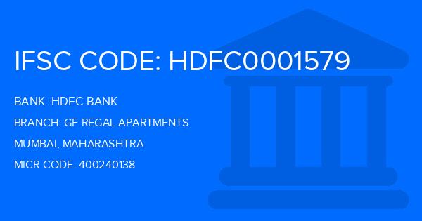 Hdfc Bank Gf Regal Apartments Branch IFSC Code
