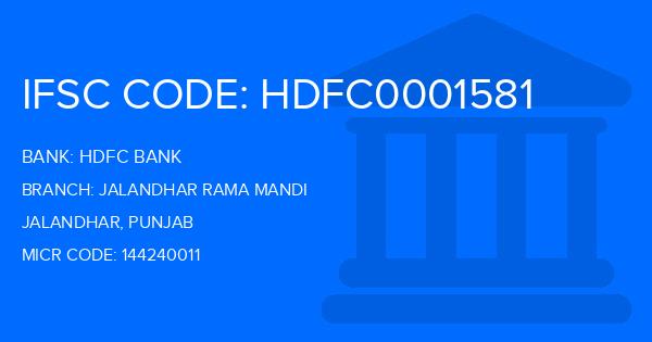 Hdfc Bank Jalandhar Rama Mandi Branch IFSC Code